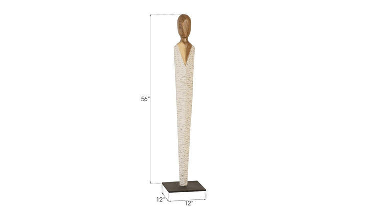 SwayLiving Vested Female Sculpture, Small, Chamcha, Natural, White, Gold DECORATIVE OBJECTS