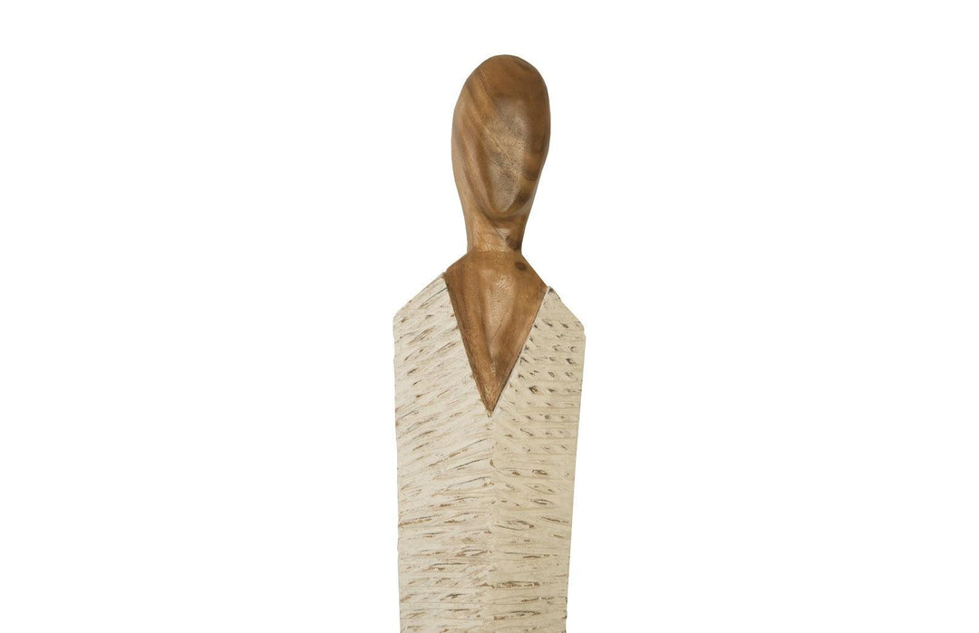 SwayLiving Vested Female Sculpture, Large, Chamcha, Natural, White, Gold DECORATIVE OBJECTS