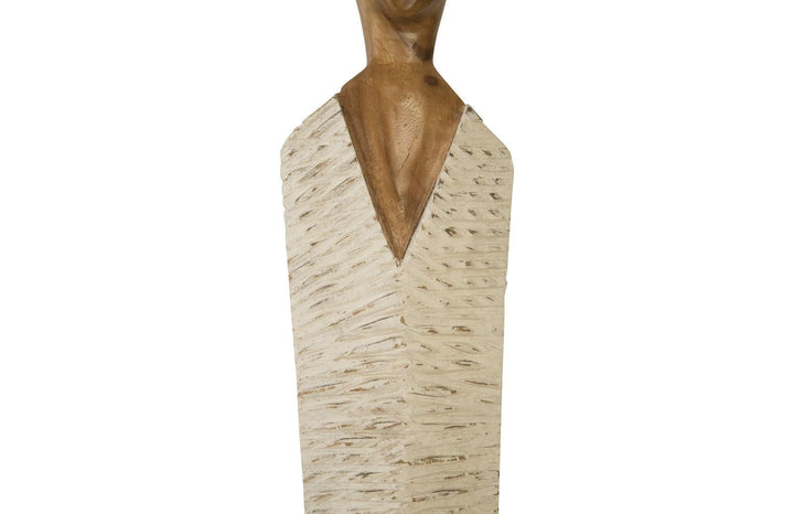 SwayLiving Vested Female Sculpture, Large, Chamcha, Natural, White, Gold DECORATIVE OBJECTS