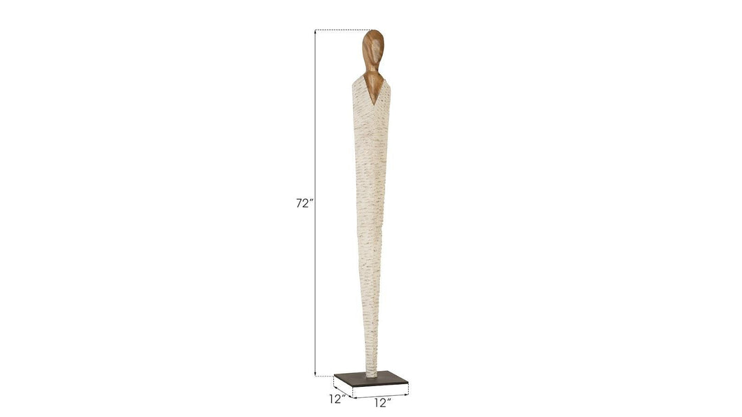 SwayLiving Vested Female Sculpture, Large, Chamcha, Natural, White, Gold DECORATIVE OBJECTS
