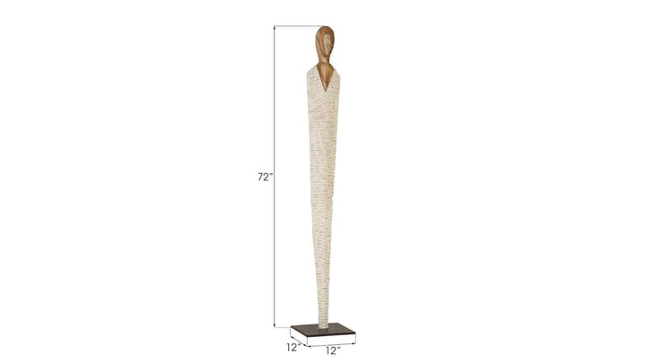 SwayLiving Vested Female Sculpture, Large, Chamcha, Natural, White, Gold DECORATIVE OBJECTS