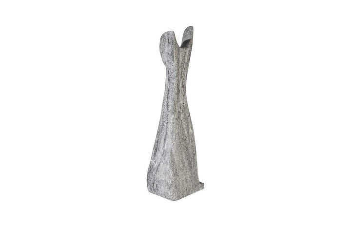 SwayLiving Cat Sculpture, Small, Chamcha Wood, Gray Stone Finish DECORATIVE OBJECTS
