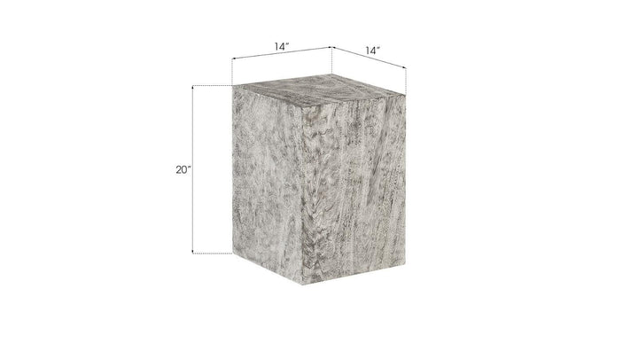 SwayLiving Origins Pedestal, Small, Mitered Chamcha Wood, Gray Stone Finish ACCENT TABLES