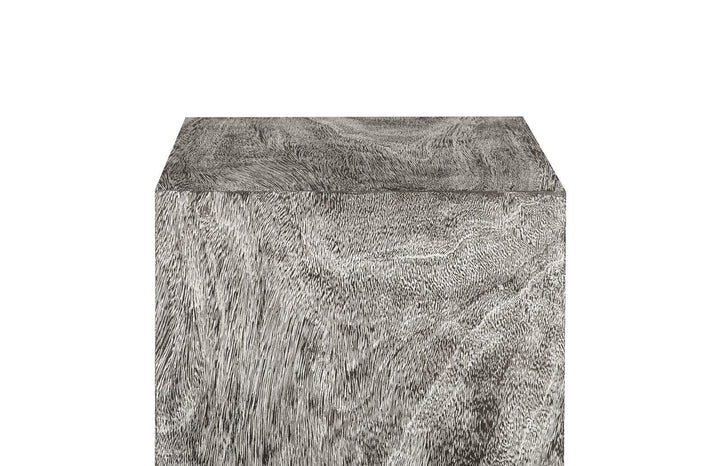 SwayLiving Origins Pedestal, Large, Mitered Chamcha Wood, Gray Stone Finish ACCENT TABLES