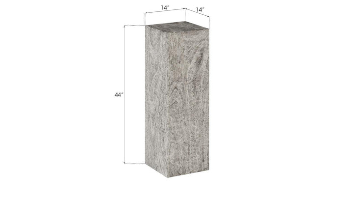 SwayLiving Origins Pedestal, Large, Mitered Chamcha Wood, Gray Stone Finish ACCENT TABLES