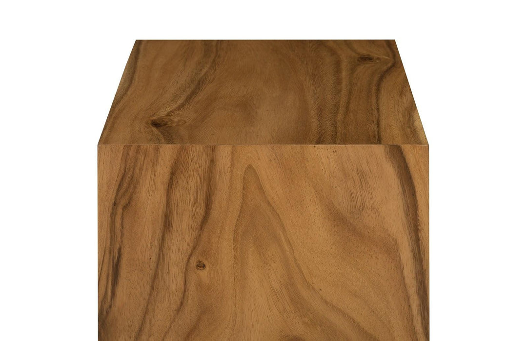 SwayLiving Origins Pedestal, Small, Mitered Chamcha Wood, Natural ACCENT TABLES