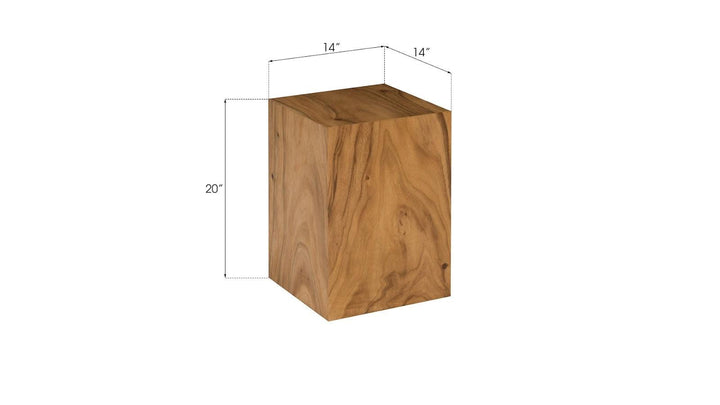 SwayLiving Origins Pedestal, Small, Mitered Chamcha Wood, Natural ACCENT TABLES