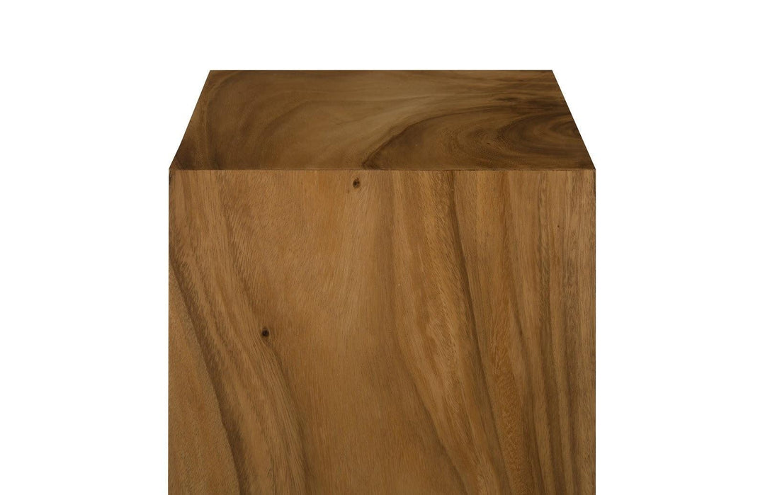 SwayLiving Origins Pedestal, Medium, Mitered Chamcha Wood, Natural ACCENT TABLES