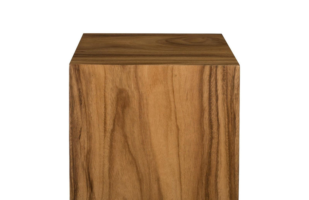SwayLiving Origins Pedestal, Large, Mitered Chamcha Wood, Natural ACCENT TABLES