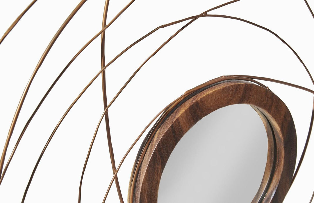 SwayLiving Nest Mirror, Chamcha Wood/Wire, Copper, LG WALL MIRRORS
