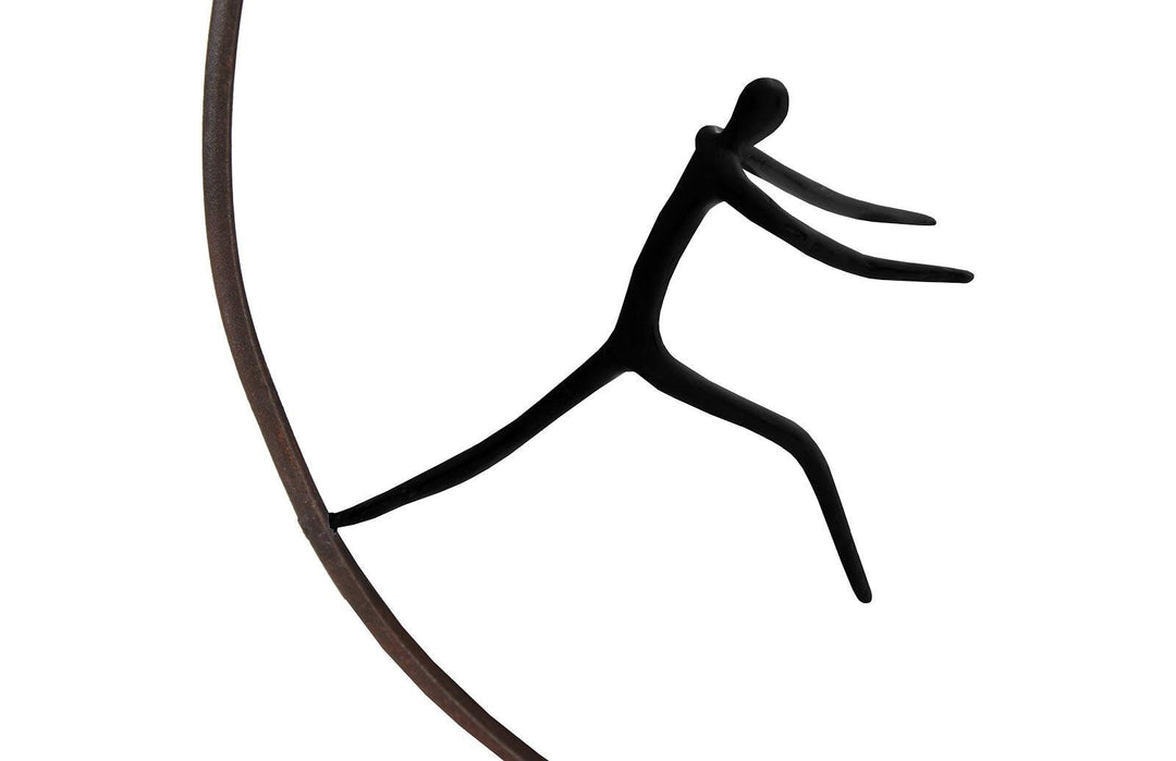 SwayLiving Olympic Figure in Iron Ring, Black, Rust, Style D WALL ACCENTS