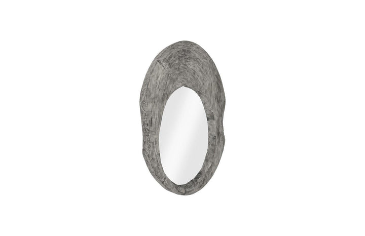 SwayLiving Wood Wall Mirror, Gray Stone, Round WALL MIRRORS