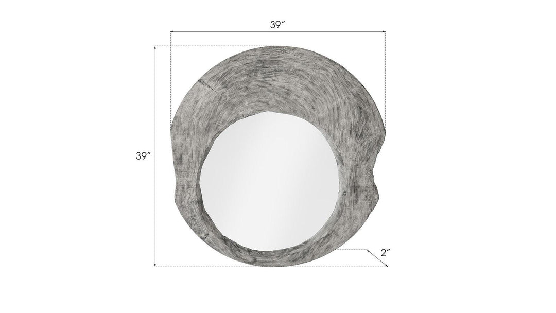 SwayLiving Wood Wall Mirror, Gray Stone, Round WALL MIRRORS