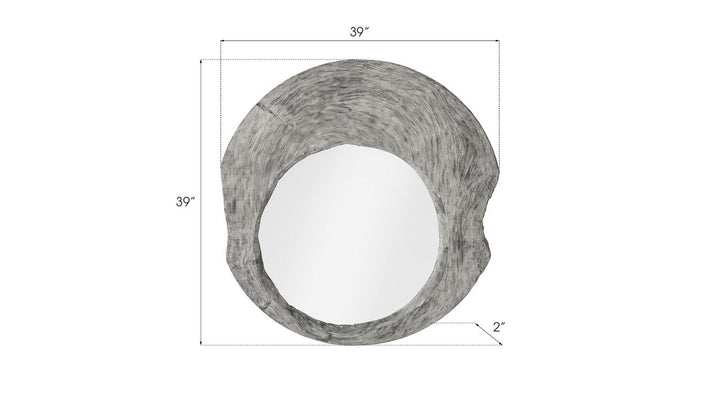 SwayLiving Wood Wall Mirror, Gray Stone, Round WALL MIRRORS