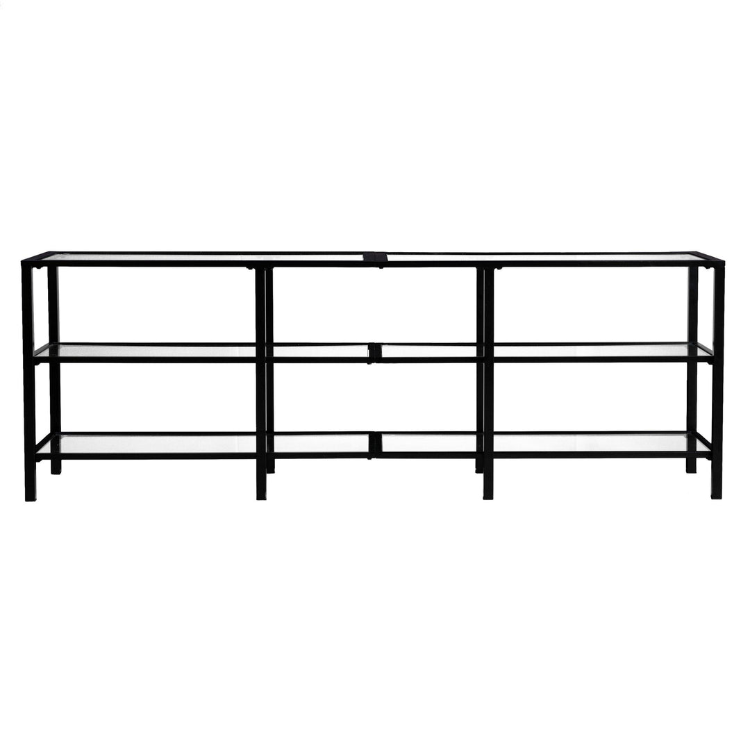 SwayLiving Tyler Metal/Glass Media Stand – Transitional Style - Black MEDIA + TV STANDS