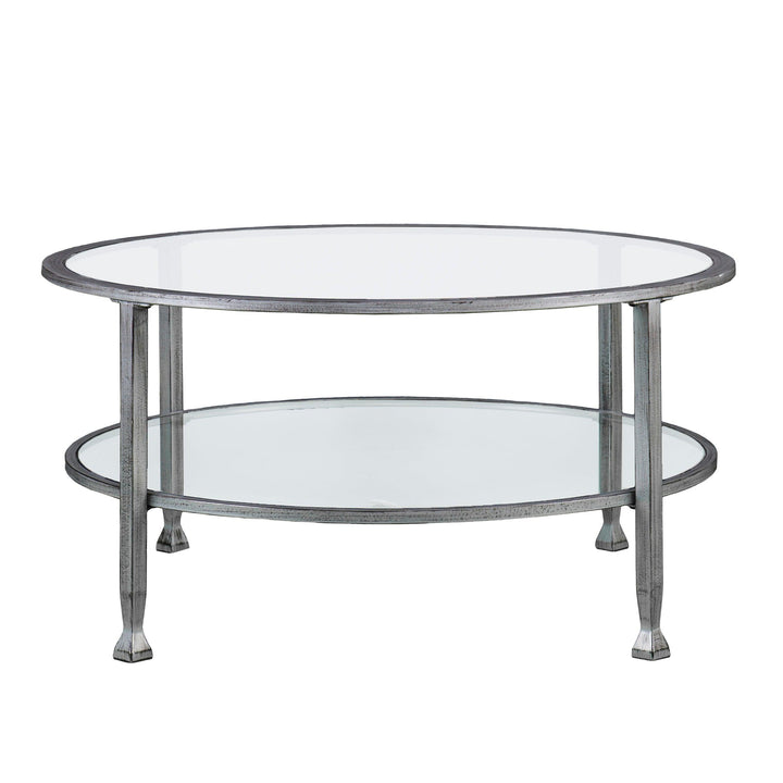 SwayLiving Jaymes Metal/Glass Round Cocktail Table - Silver COFFEE TABLES