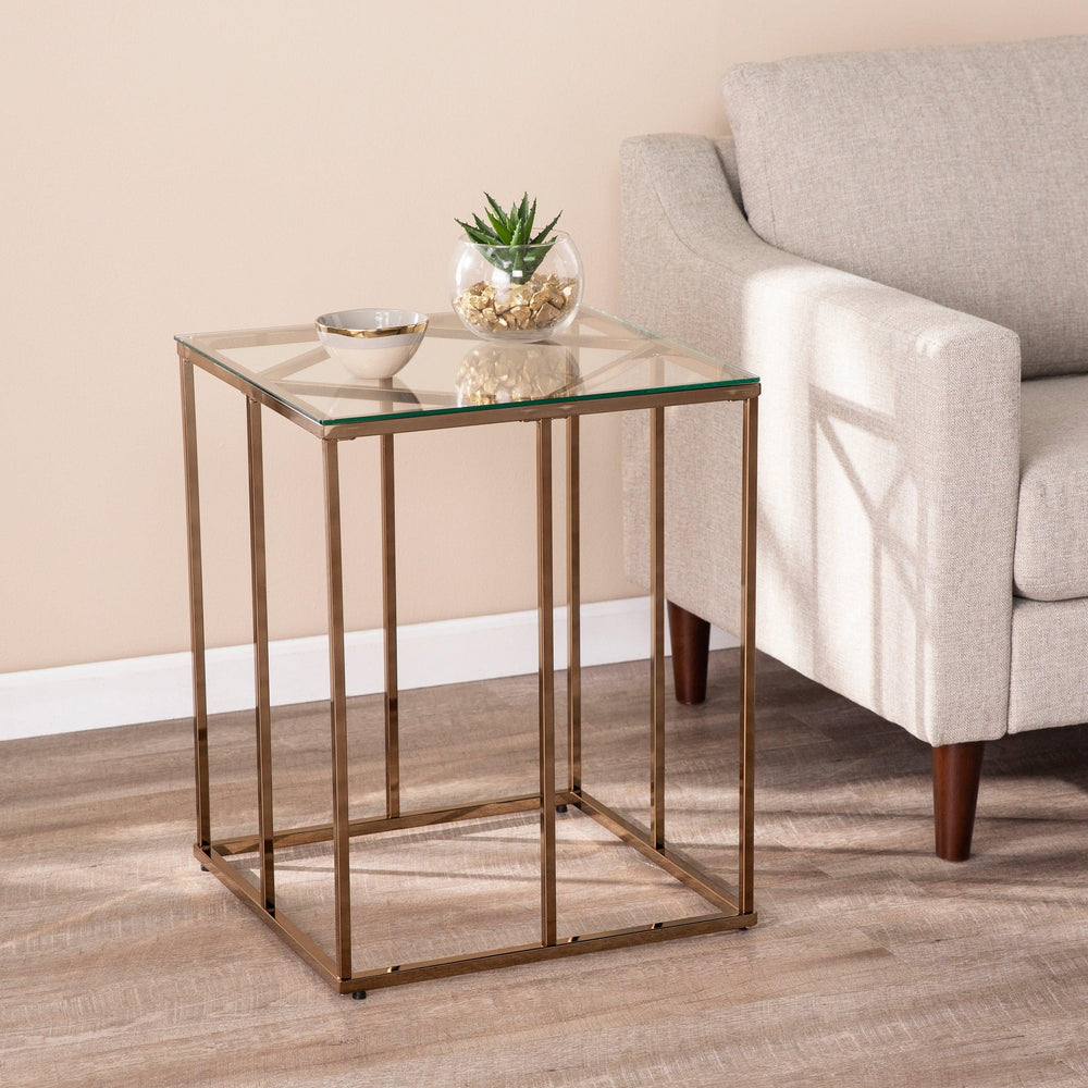 SwayLiving Nicholance Contemporary End Table w/ Glass Top ACCENT TABLES