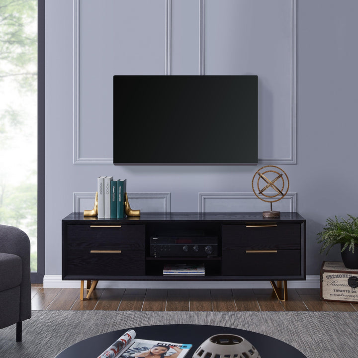 SwayLiving Malone Black Entertainment Console CONSOLE TABLES
