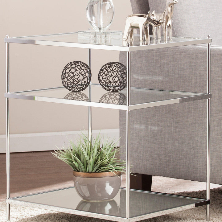 SwayLiving Knox Glam Mirrored Side Table - Chrome ACCENT TABLES