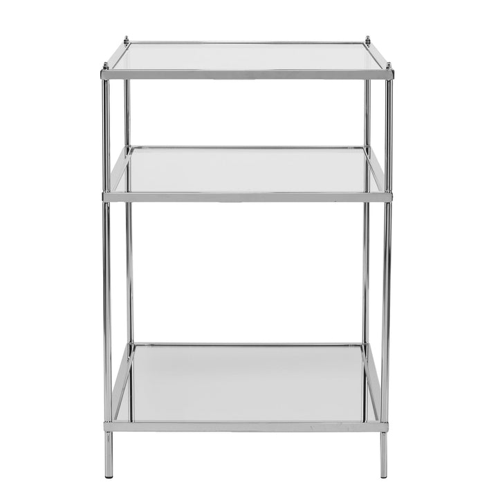 SwayLiving Knox Glam Mirrored Side Table - Chrome ACCENT TABLES