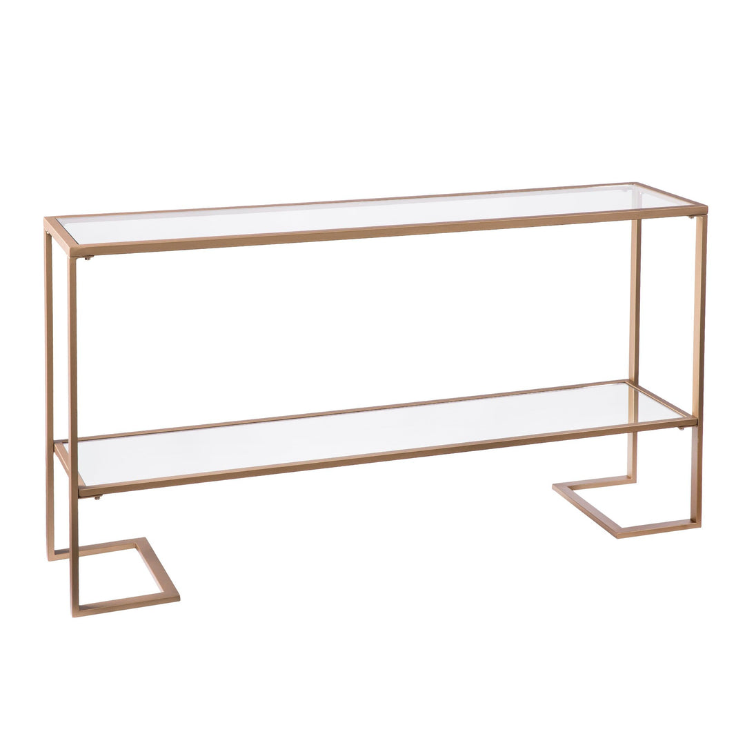 SwayLiving Horten Glam Narrow Console - Gold w/ Mirror CONSOLE TABLES