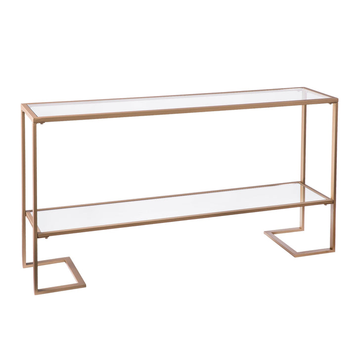 SwayLiving Horten Glam Narrow Console - Gold w/ Mirror CONSOLE TABLES