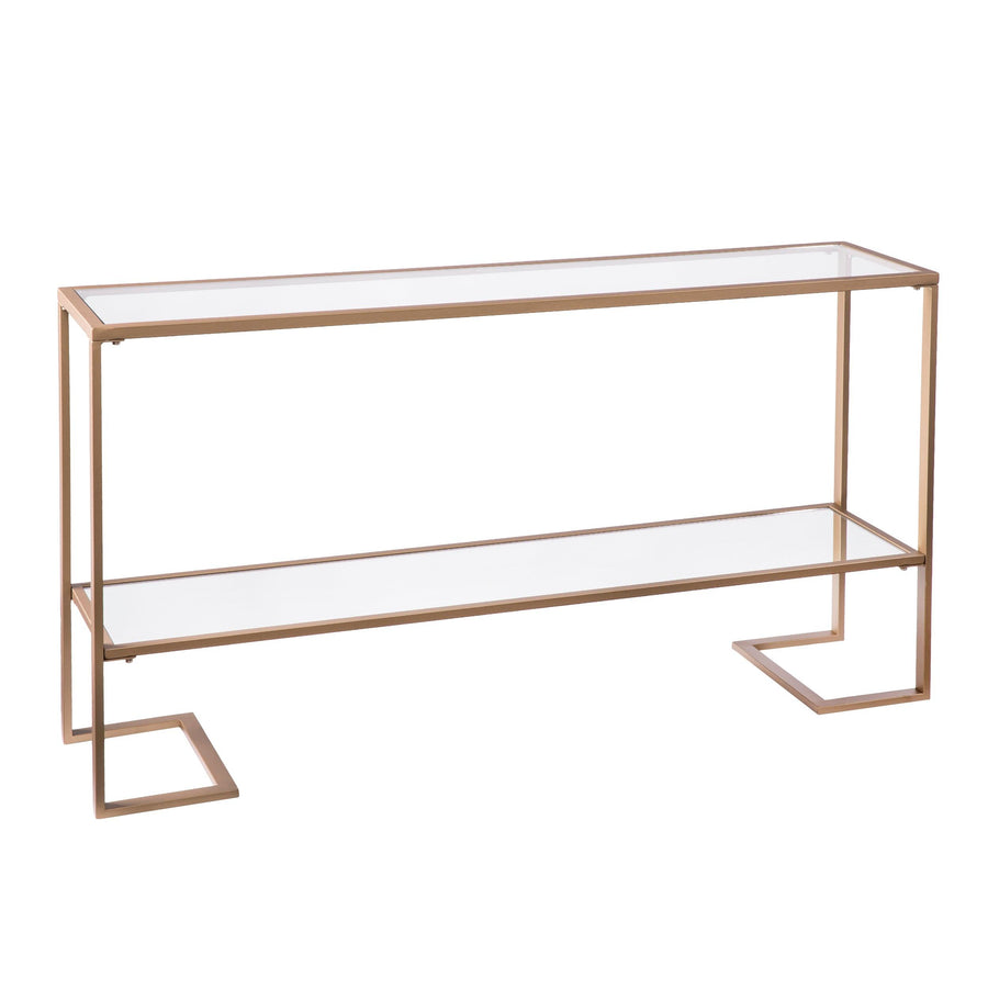 SwayLiving Horten Glam Narrow Console - Gold w/ Mirror CONSOLE TABLES