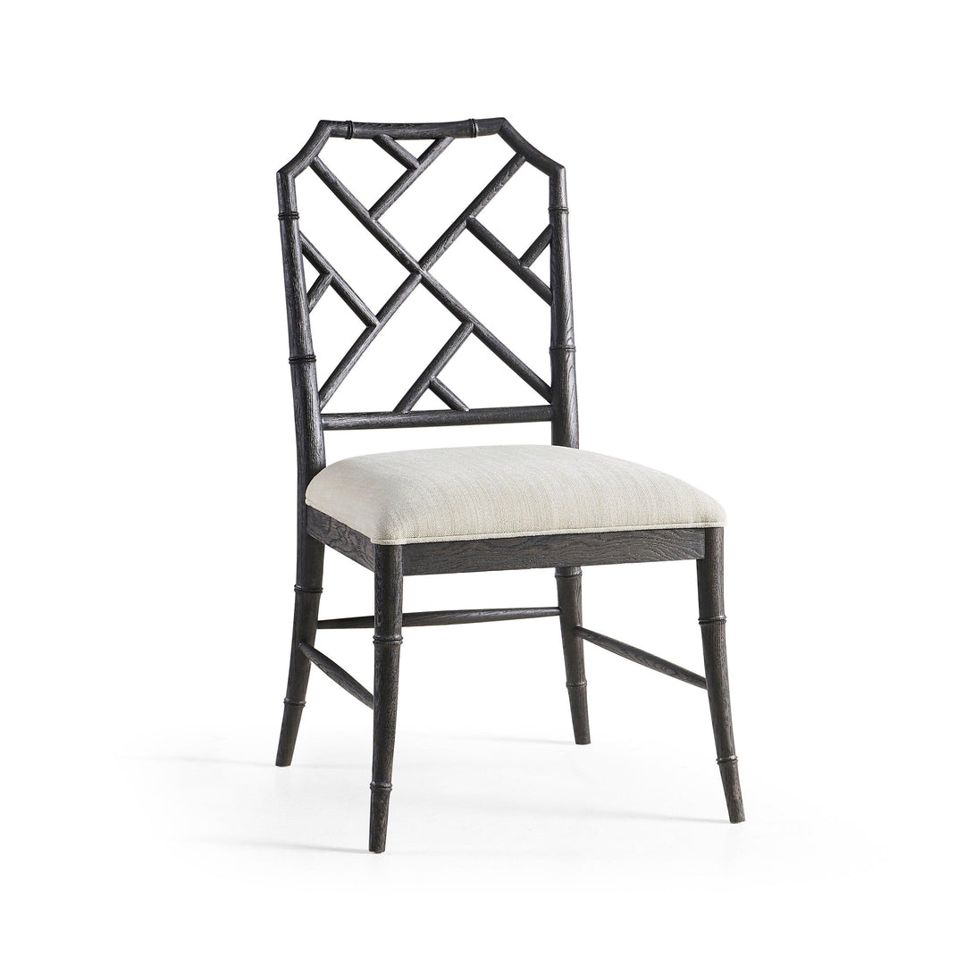 SwayLiving Timeless Saros Chippendale Bamboo Side Chair in Ebonized Black - Set Of 2 DINING CHAIRS