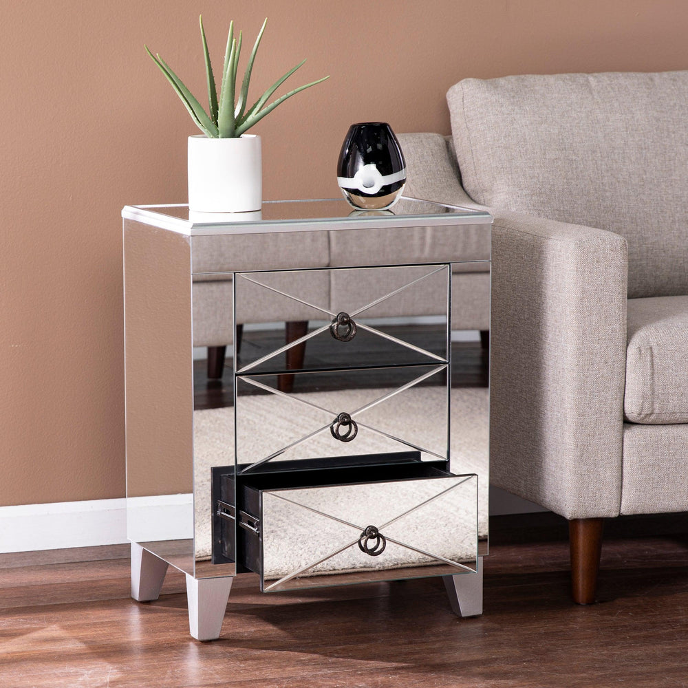 SwayLiving Cresheim Mirrored End Table w/ Drawers ACCENT TABLES