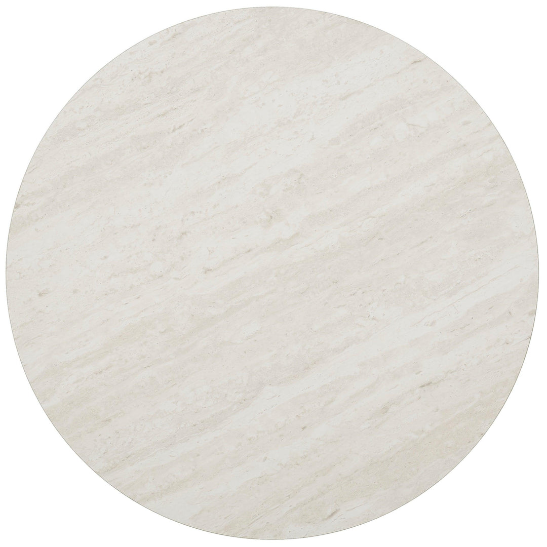SwayLiving Luna Round Faux Stone End Table – Silver ACCENT TABLES
