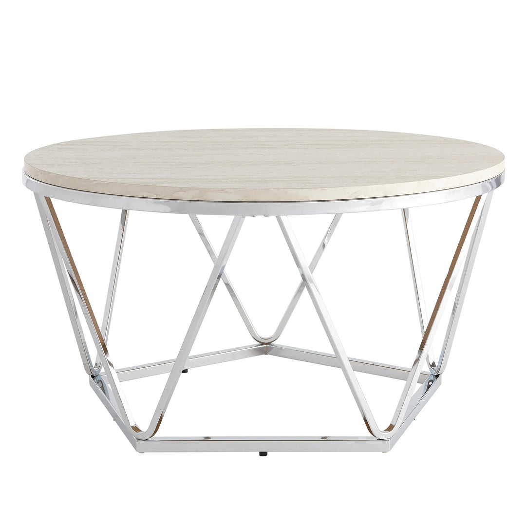 SwayLiving Luna Faux Stone Round Coffee Table COFFEE TABLES