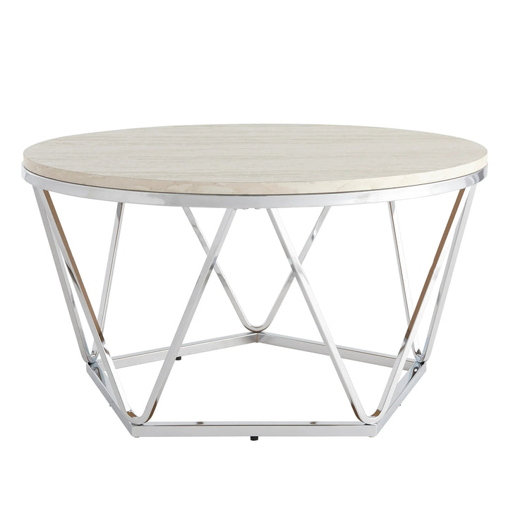 SwayLiving Luna Faux Stone Round Coffee Table COFFEE TABLES