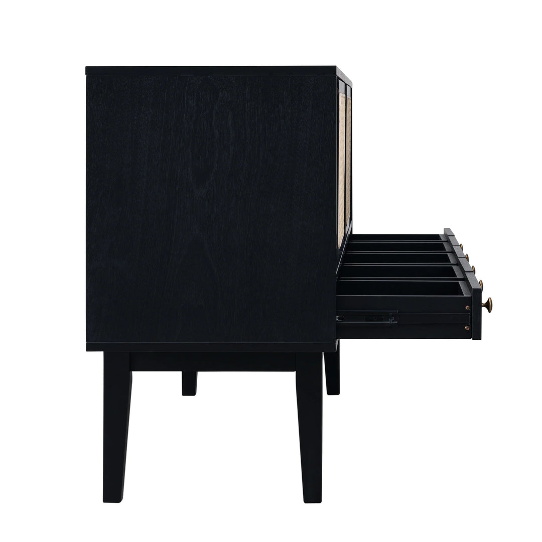 SwayLiving Holly & Martin Simms Midcentury Modern Media Console - Black MEDIA + TV STANDS