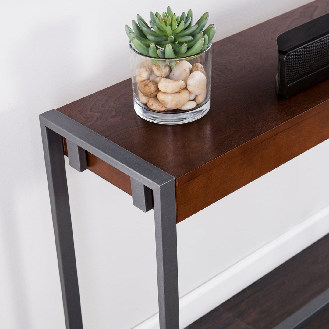 SwayLiving Holly & Martin Macen Console - Dark Tobacco w/ Gunmetal CONSOLE TABLES