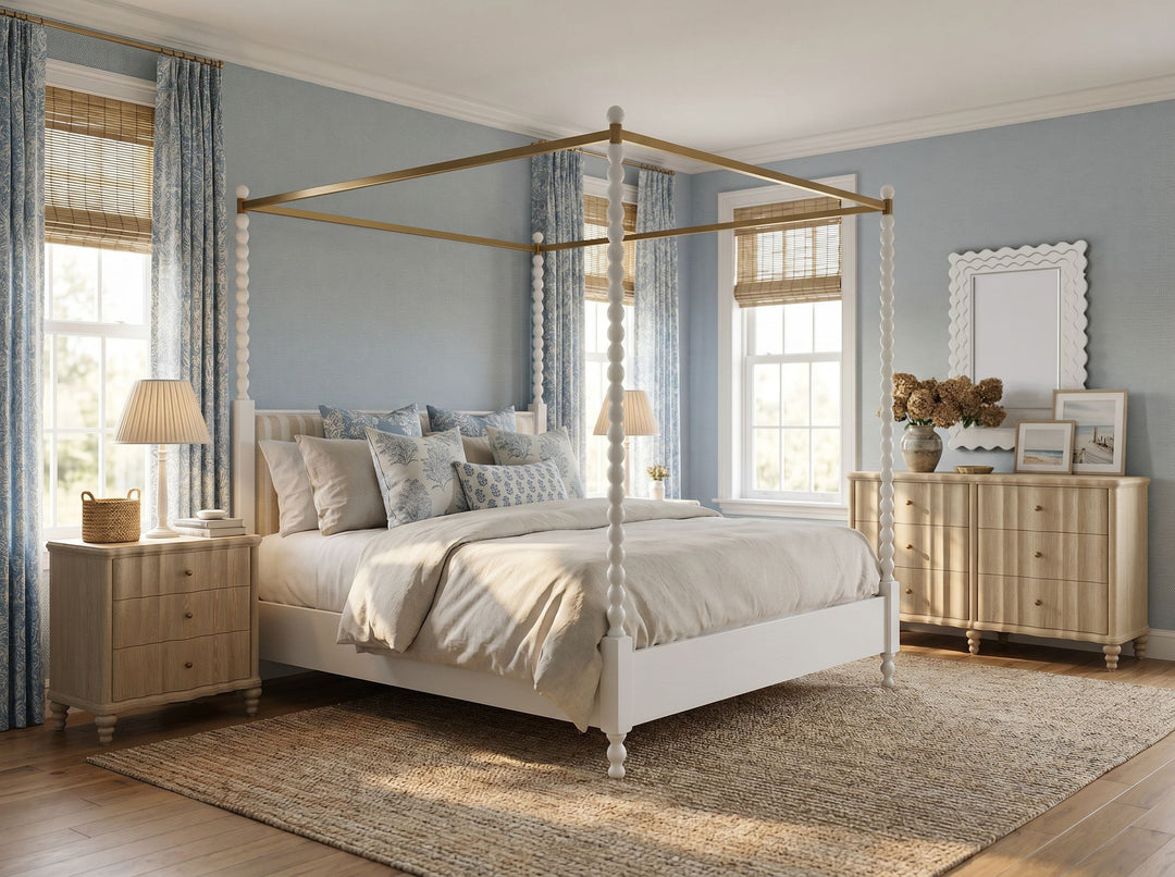 Haven QN Uph Canopy Poster Bed