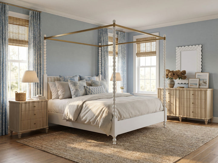 Haven QN Uph Canopy Poster Bed