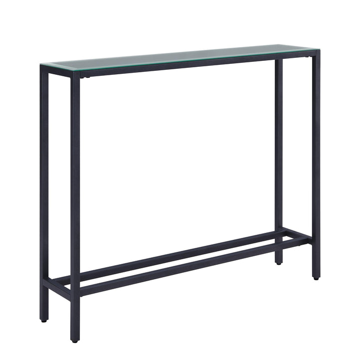 SwayLiving Darrin Narrow Mini Console Table w/ Mirrored Top – Gunmetal Gray CONSOLE TABLES