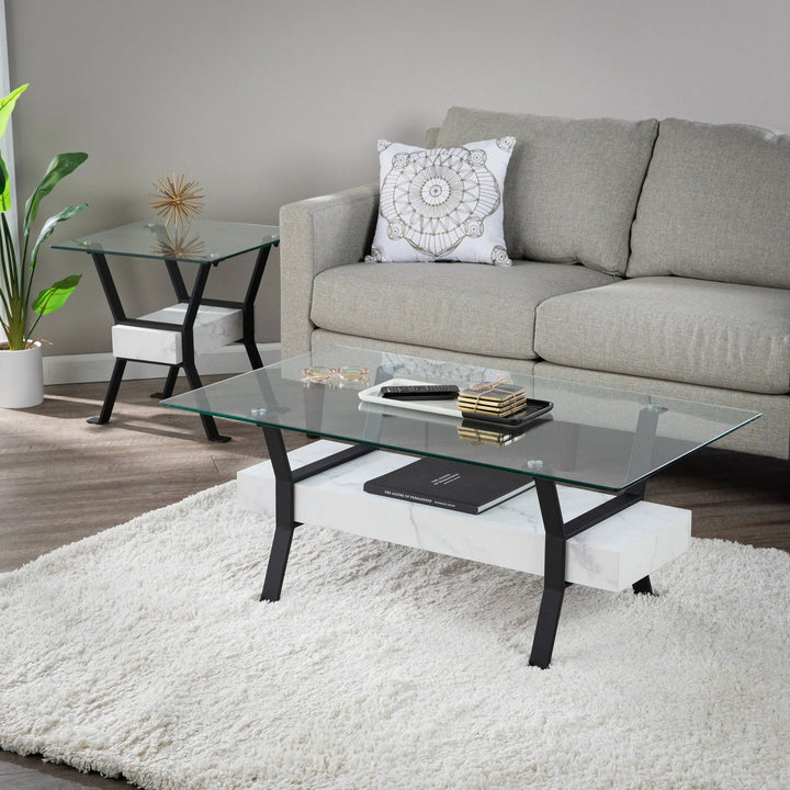 SwayLiving Darvette Glass-Top Coffee Table COFFEE TABLES