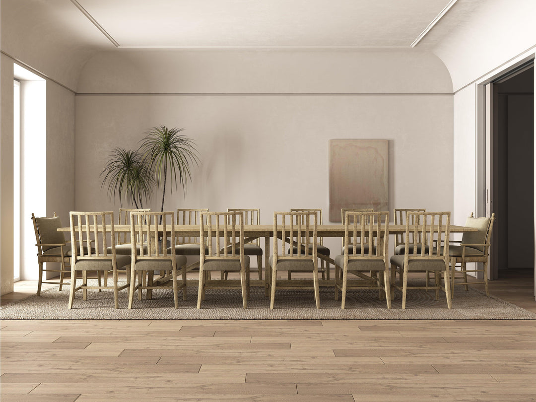 SwayLiving Timeless Sidereal French Laundry Dining Table 125" in Stripped Oak DINING TABLES