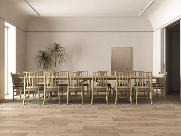 SwayLiving Timeless Sidereal French Laundry Dining Table 125" in Stripped Oak DINING TABLES
