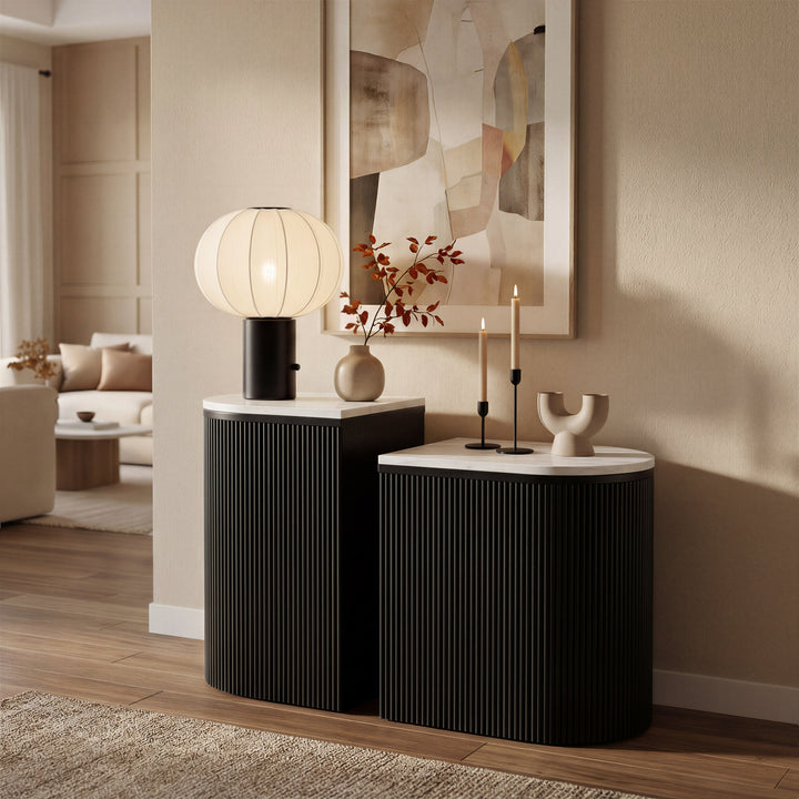 Ormara Side Table Set (2-Piece) White & Black