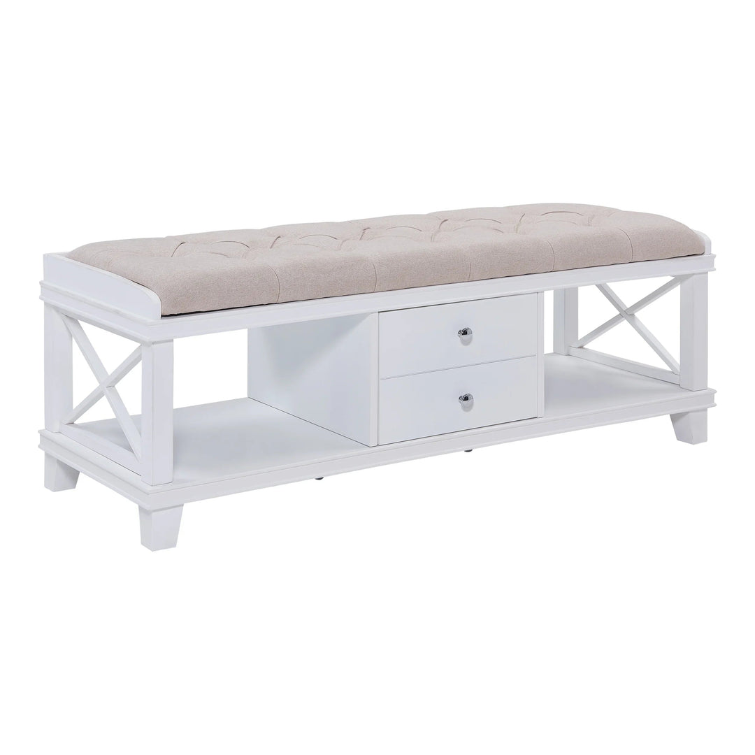 SwayLiving Wyndcliff White Upholstered Storage Bench BENCHES