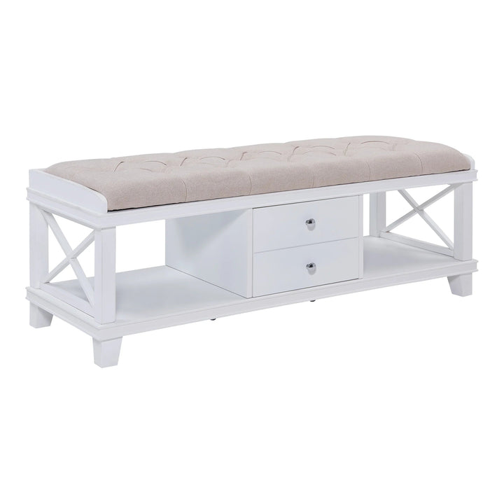 SwayLiving Wyndcliff White Upholstered Storage Bench BENCHES
