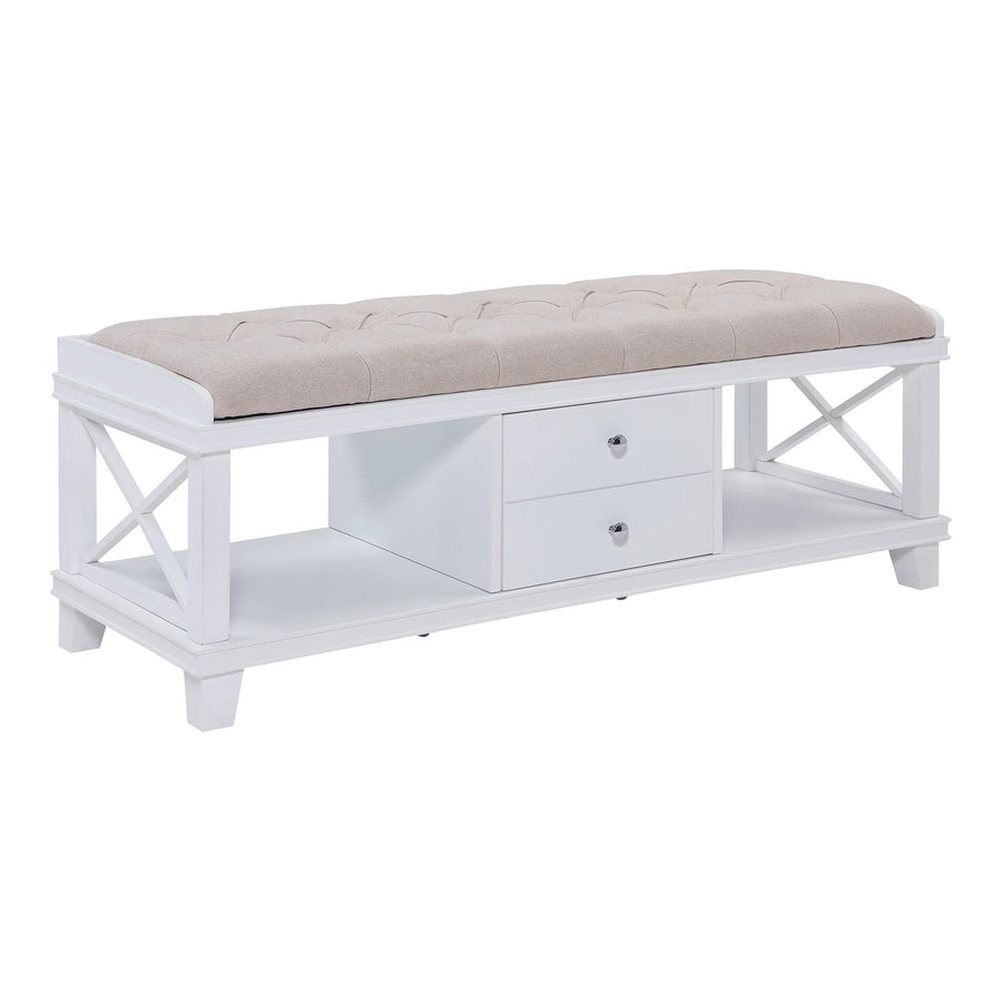 SwayLiving Wyndcliff White Upholstered Storage Bench BENCHES