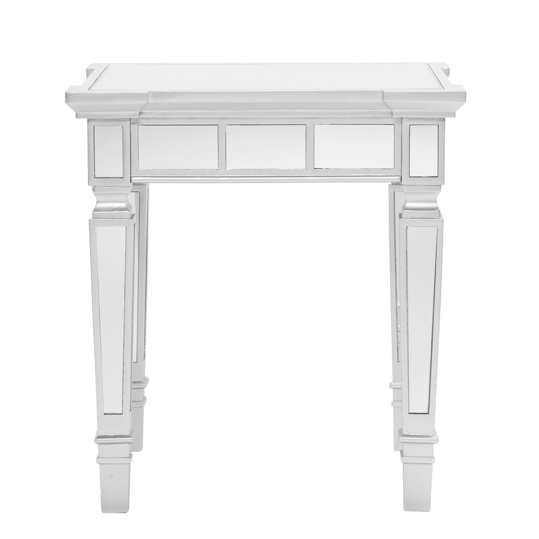 SwayLiving Glenview Glam Mirrored Square End Table - Matte Silver ACCENT TABLES