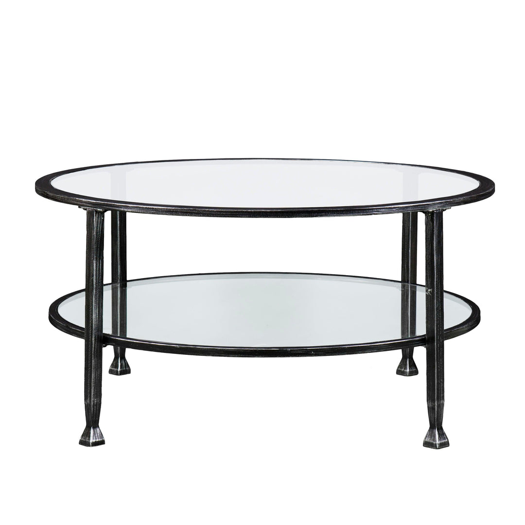 SwayLiving Jaymes Metal/Glass Round Cocktail Table - Black COFFEE TABLES