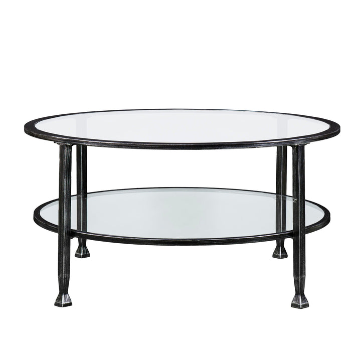 SwayLiving Jaymes Metal/Glass Round Cocktail Table - Black COFFEE TABLES