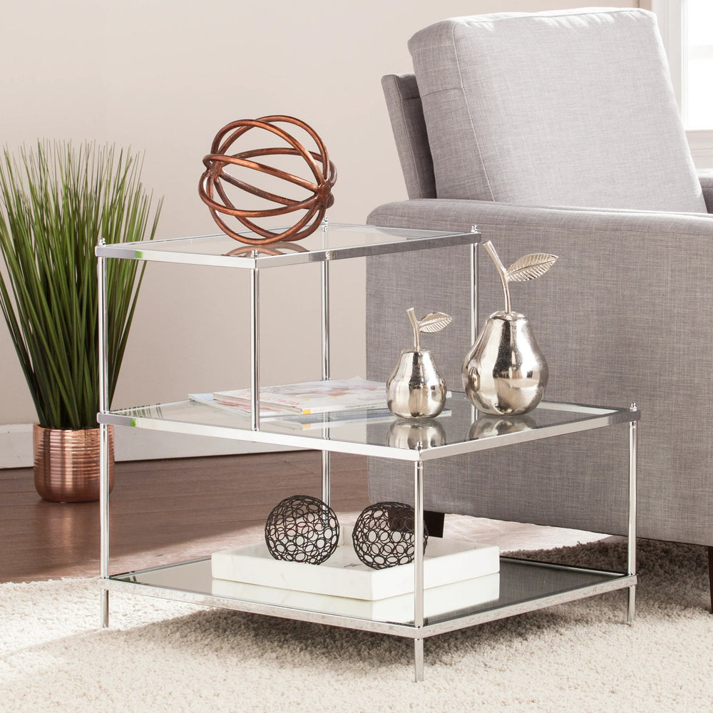 SwayLiving Knox Glam Mirrored Accent Table - Chrome ACCENT TABLES