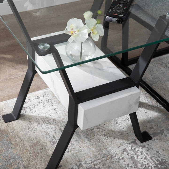 SwayLiving Darvette Glass-Top End Table ACCENT TABLES
