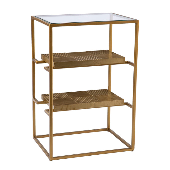 SwayLiving Penketh Glass-Top End Table w/ Storage ACCENT TABLES